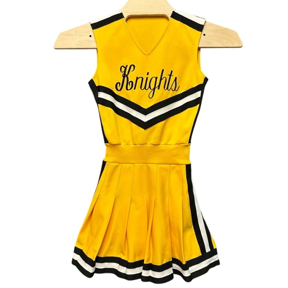 Varsity Knights Cheerleading Uniform Dress Yellow Black White Pleated Skirt USA